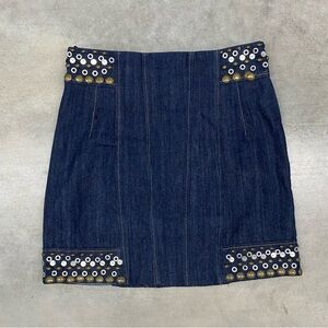 Nanette Lepore Denim Mini Skirt With Embellishments Size 2